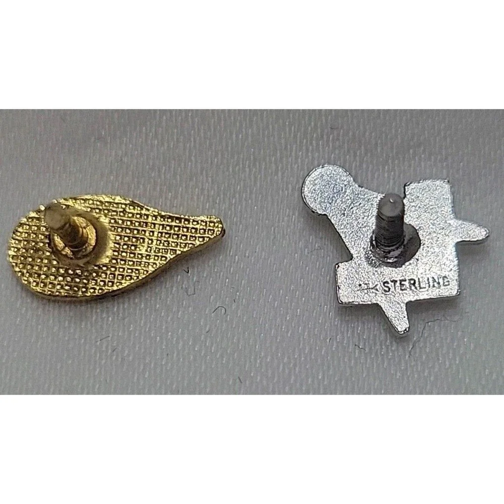 VTG Masonic Scimitar Crescent Moon and Square and Compass Lapel Pins, Sterling